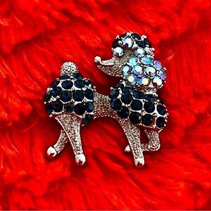 NWOT - Sparkling Navy Blue Poodle Brooch